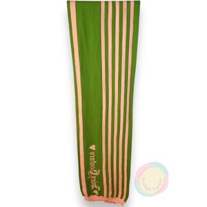 Vintage Juicy Couture Scarf Pink Green Striped Cotton Cashmere Long Y2K
